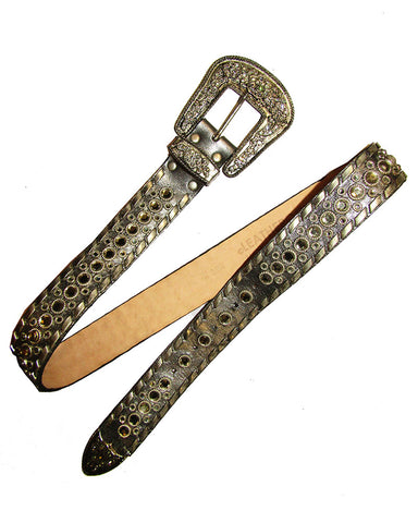 Hand painted hammered mixed metal elastic belt