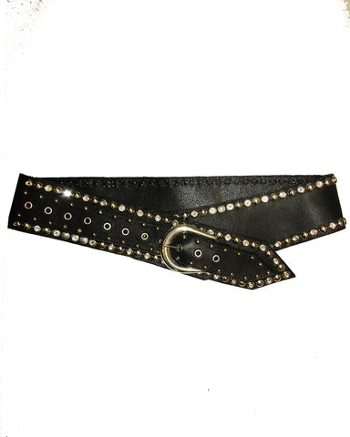 Hand painted hammered mixed metal elastic belt