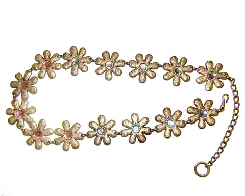 Hand painted hammered mixed metal elastic belt