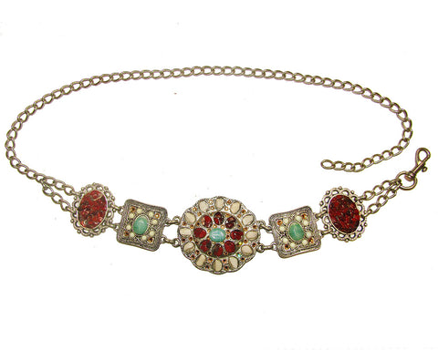 Hand painted hammered mixed metal elastic belt