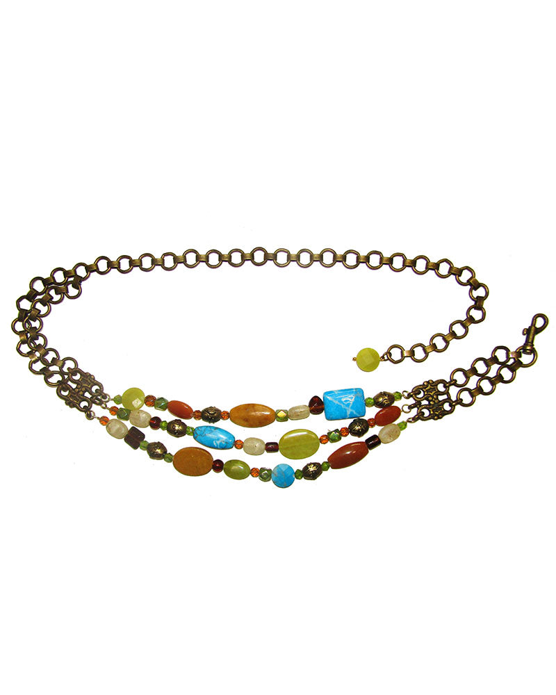 Vintage Multicolor Beaded Chain Belt