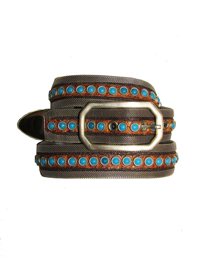 Turquoise Studded Mesh Belt