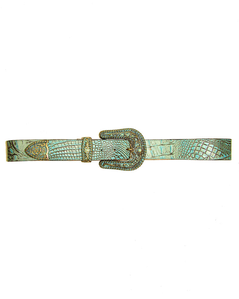 *Western Aqua Croco print Belt