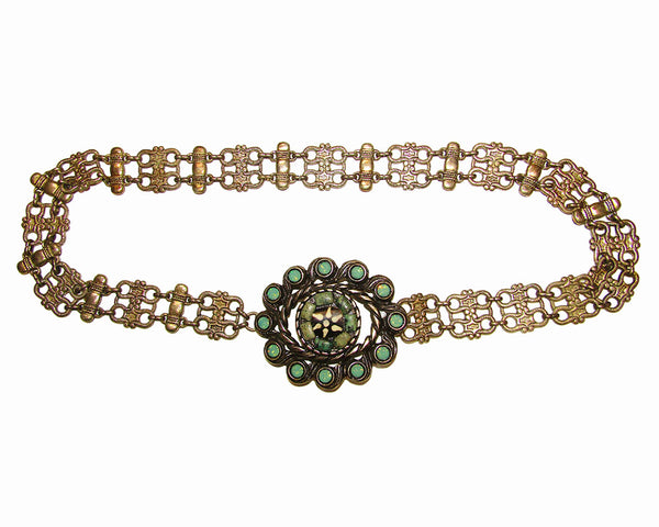 Vintage Oval Ornament Chain Belt – Leatherock display picture 3