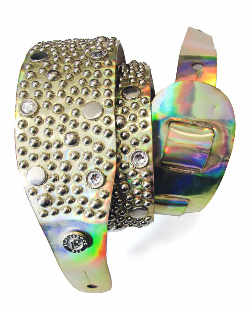 Gold Mirror Studded Guitar Strap