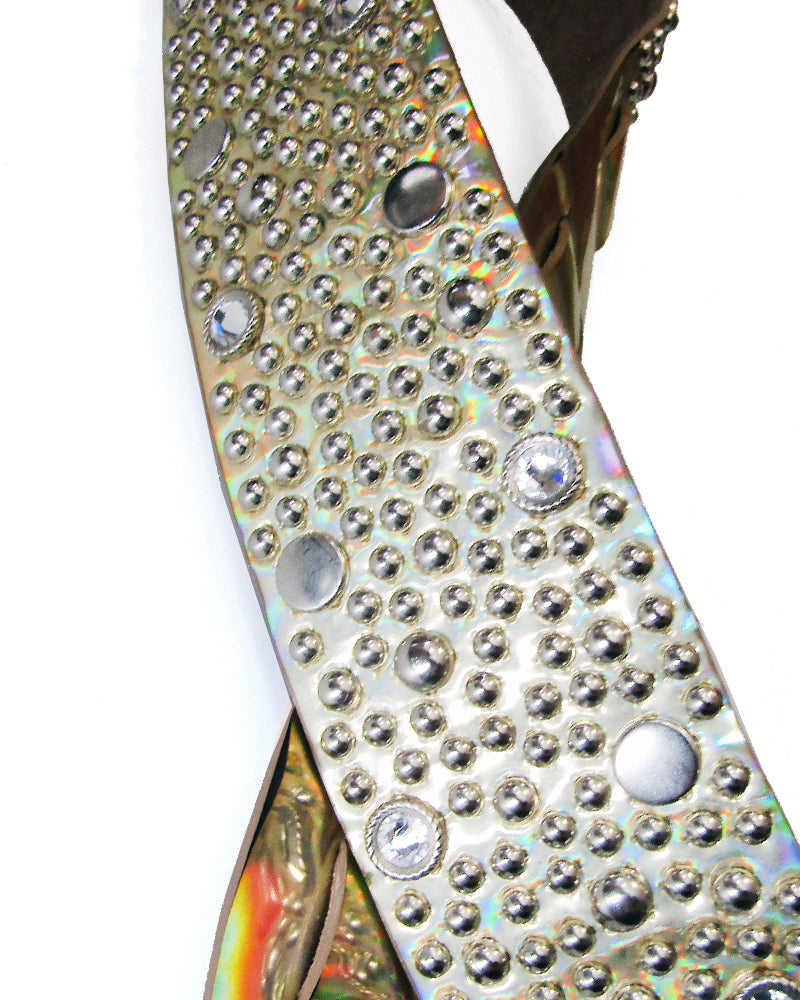 Gold Mirror Studded Guitar Strap