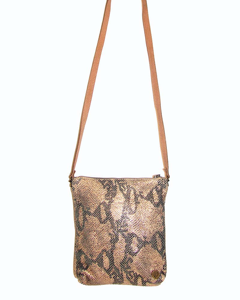 Metallic Snake-Effect Crossbody Bag