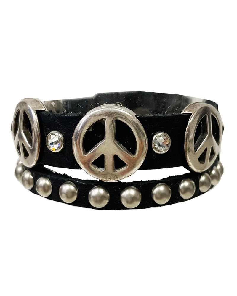 Backstage Black Guitar String Bracelet with Peace Charm - Wear Your Music