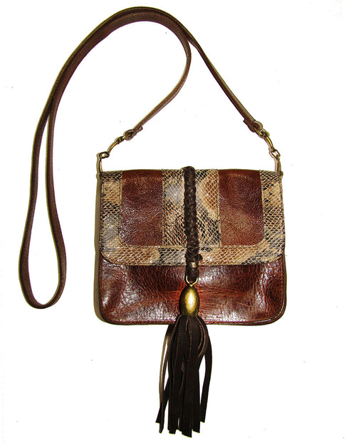 Top Leather Rock USA Brown Suede Purse with XL Stone Buckle