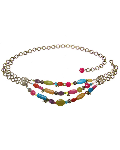 Vintage Multicolor Beaded Chain Belt