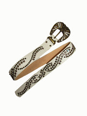 *Vintage Studded Crystal & White Croco Jean Belt