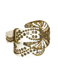 *Vintage Studded Crystal & White Croco Jean Belt