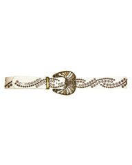 *Vintage Studded Crystal & White Croco Jean Belt