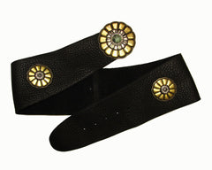 *Wide Flower Concho Contour Belt