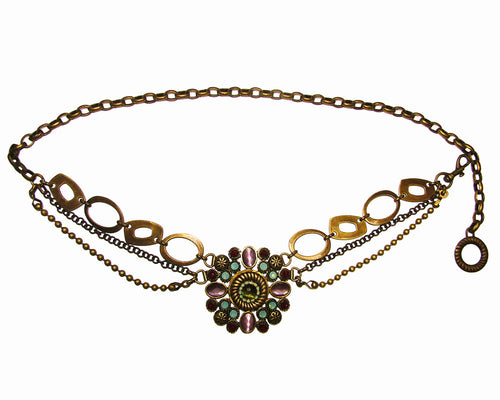 Embellished Flower Chain Belt