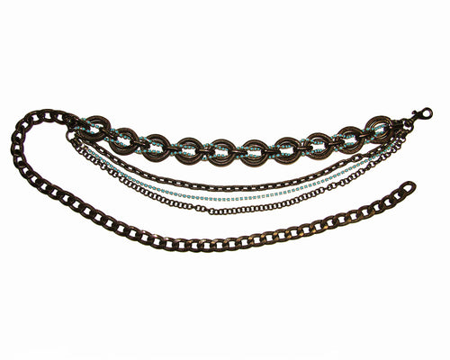Gunmetal and Turquoise Swag Chain Belt