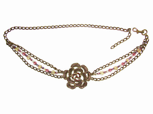*Vintage Lilac Rose Ornament Chain Belt