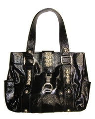 *Large Studded Patent Leather Tote Bag