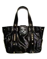 *Large Studded Patent Leather Tote Bag