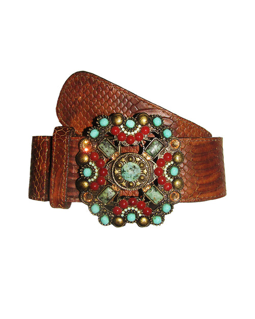 Mixed Stone Buckle Contour Belt