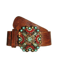 Mixed Stone Buckle Contour Belt