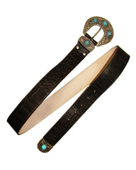 Western Buckle Set Leather Jean Belt