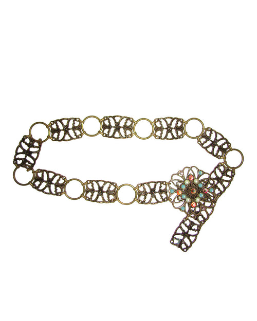 Intricate Metal Flower Chain Belt