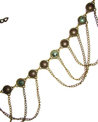 African Turquoise Brass Swag Chain Belt