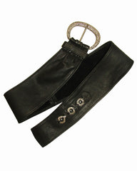 Etched Buckle Wide Belt