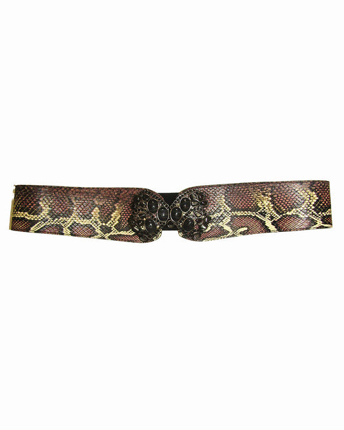 Burgundy Python print Statement Belt