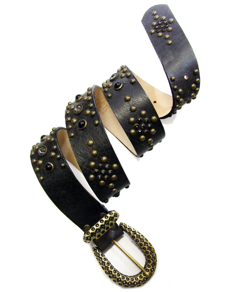 Black and Brass Studded Belt – Leatherock