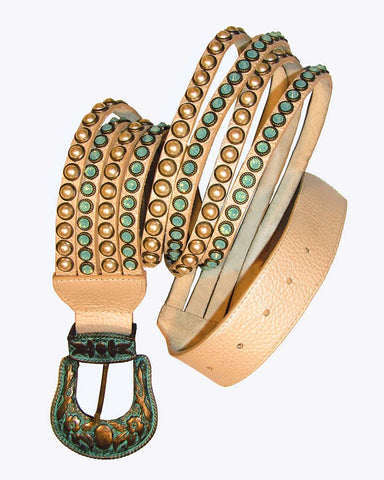 Iris Leather and Chain Belt