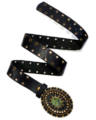 Black and Brass Studded Belt