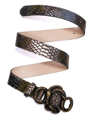 Metallic Snake-Effect Crossbody Bag